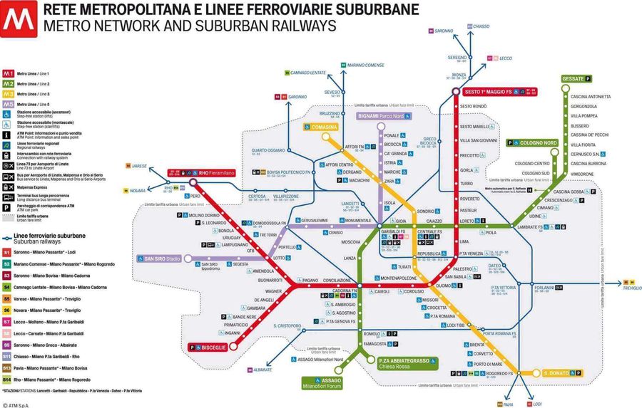 Cartina della Metropolitana di Milano - Milano con i bambini