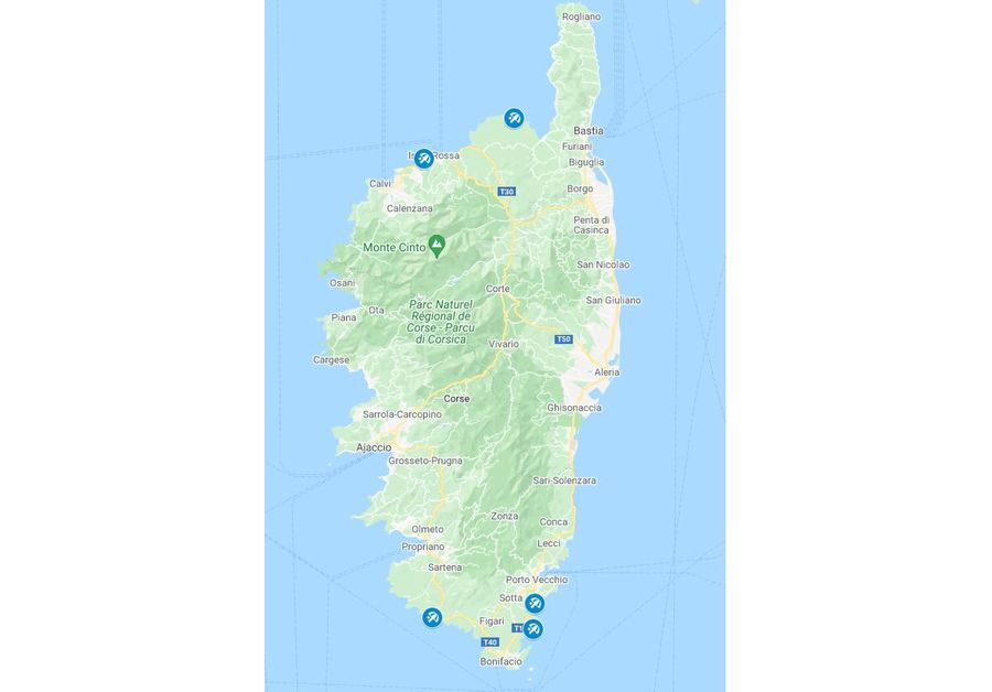 mappa spiagge corsica