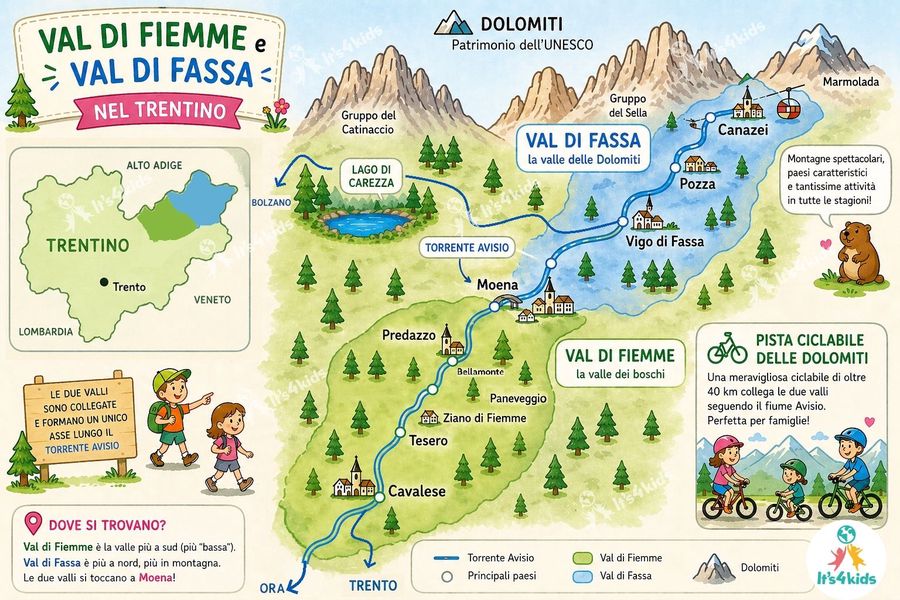 Mappa val di Fiemme e val di Fassa